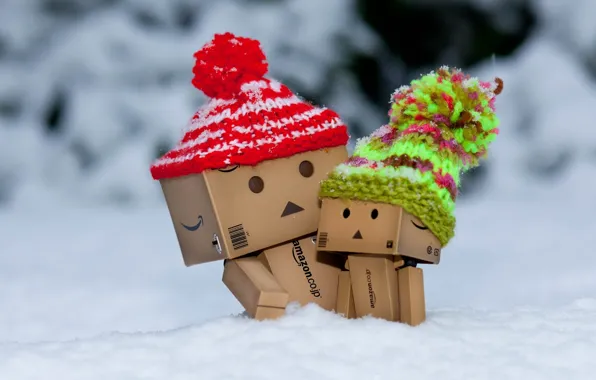 Picture winter, snow, box, frost, caps, danbo