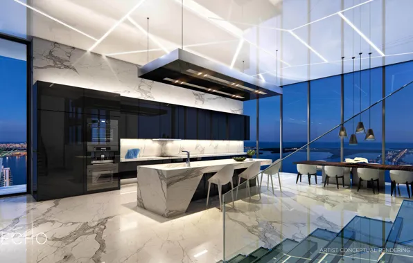 Picture kitchen, Apartment, Miami, Brickell, penthouse, pool