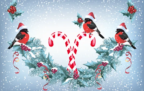 Picture snow, holiday, new year, garland, caramel, tit