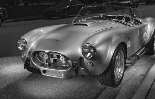 Wallpaper, black and white, Shelby Cobra, Shelby Cobra