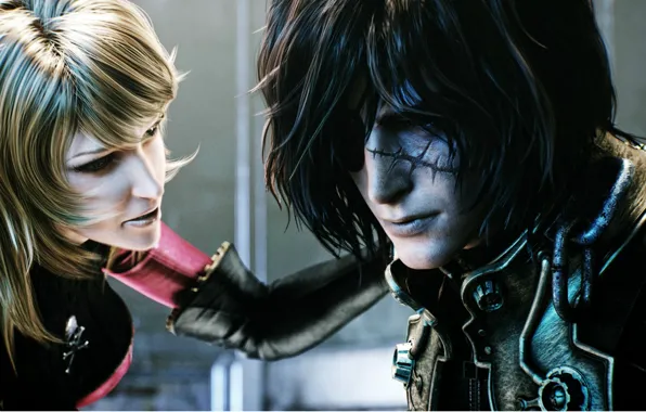 Face, blonde, pirates, two, scar, eye patch, Space Pirate, Captain Harlock