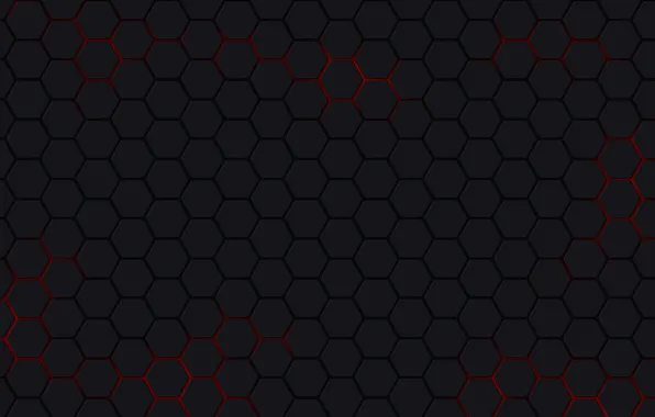 Red, mesh, black background, hexagons
