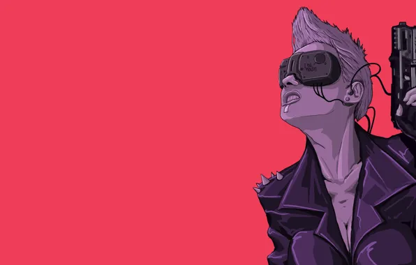 Girl, Glasses, Background, Weapons, Daisy, Cyberpunk, Science Fiction, Cyberpunk