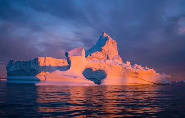 Ice, winter, sea, the sky, water, clouds, light, snow