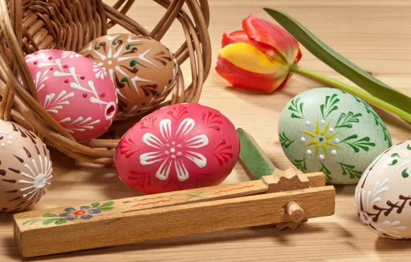 Flower, Tulip, eggs, Easter, eggs