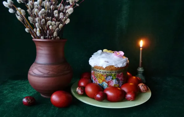 Candle, Egg, Easter, Cake, Verba, Pitcher