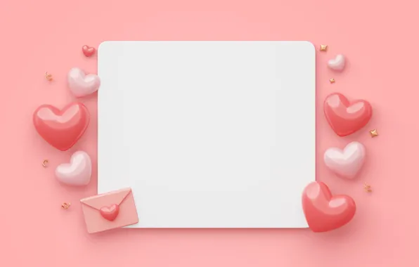 Love, rendering, holiday, heart, heart, hearts, heart, pink background