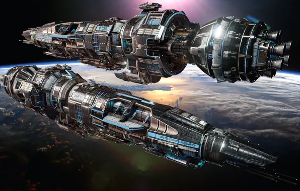 Planet, ships, Fractured Space, Legendary tier Destroyer skin, USR Ares