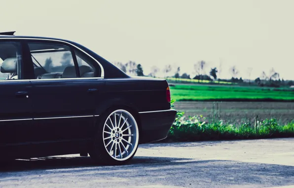 Picture BMW, Boomer, BMW, Drives, Black, Stance, Side, E38