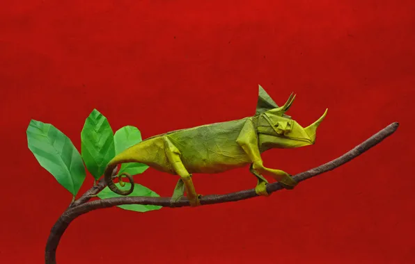 Picture paper, Chameleon, origami, Chameleon