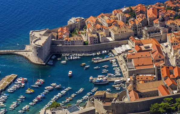 Sea, the city, boats, Croatia, piers, Adriatica, Dubrovnik, Jadran