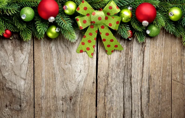 Decoration, branches, balls, tree, new year, Christmas, bow, Christmas