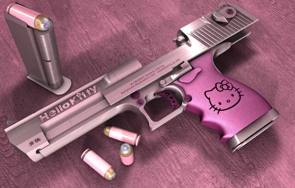 Picture pink, Desert eagle, Hello Kitty