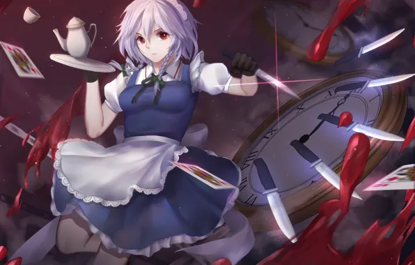 Girl, the game, knives, Touhou, Touhou