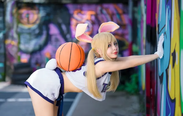 Picture model, women, cosplay, Looney Tunes, bent over, Lola Bunny, Umeko J, Asian