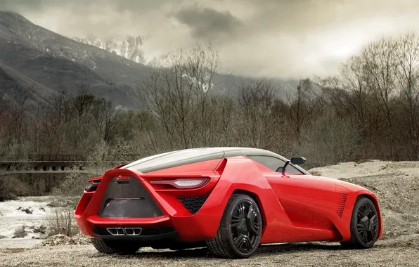 The concept, supercar, Bertone, Mantide, gloomy sky