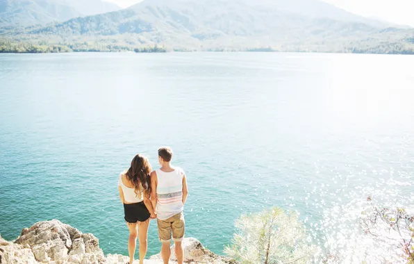 Girl, lake, guy, Jim