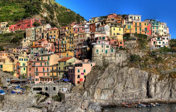 Rock, building, home, Italy, Italy, Manarola, Manarola, Cinque Terre