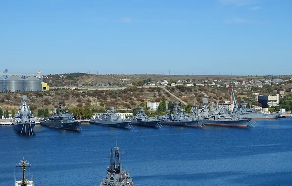 Picture ship, pier, combat, Sevastopol