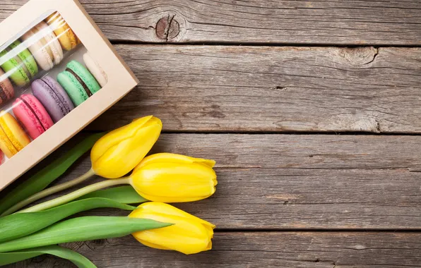 Flowers, tulips, yellow, wood, flowers, tulips, gift, with love