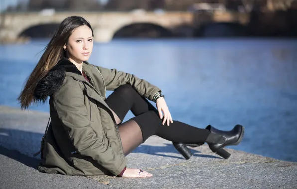 Look, model, jacket, legs, sitting, Giorgia