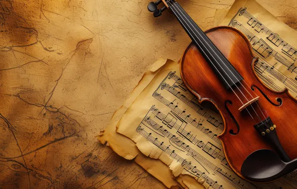 Notes, music, violin, musical instrument, AI art, neural network