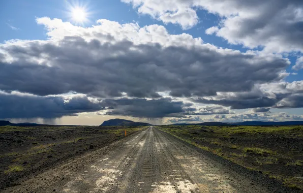 Picture road, horizon, Iceland
