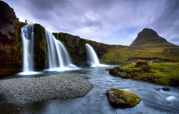 Picture water, mountains, waterfall