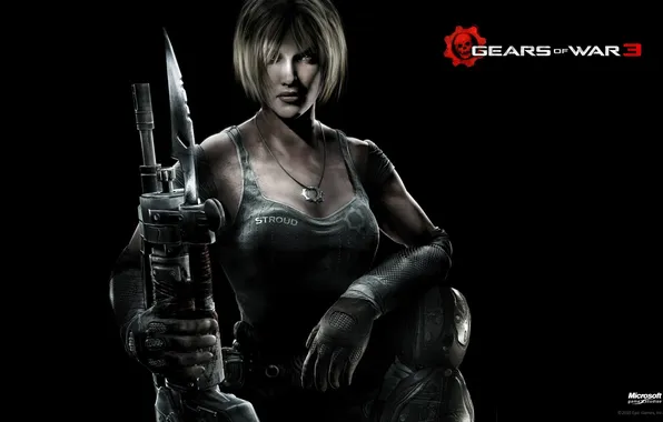 Picture girl, soldiers, machine, Gears of War 3, Stegner