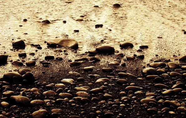 Water, nature, reflection, stones, shore, nature, water, stones