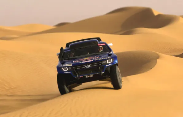 Sand, Blue, Sport, Volkswagen, Machine, The hood, Touareg, Rally