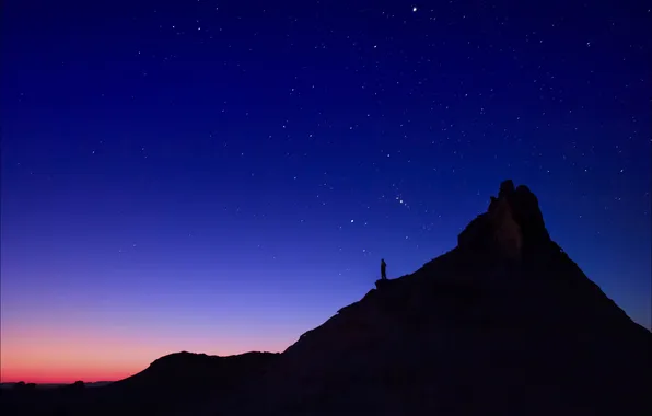 Picture the sky, stars, sunset, night, rocks, people, the evening