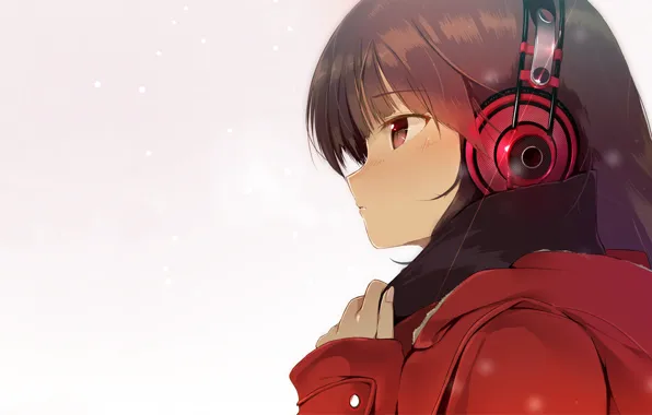Girl, background, headphones