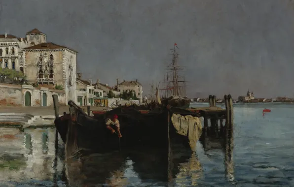 Picture boat, picture, Venice, the urban landscape, John Henry Twachtman, John Henry Twachtman