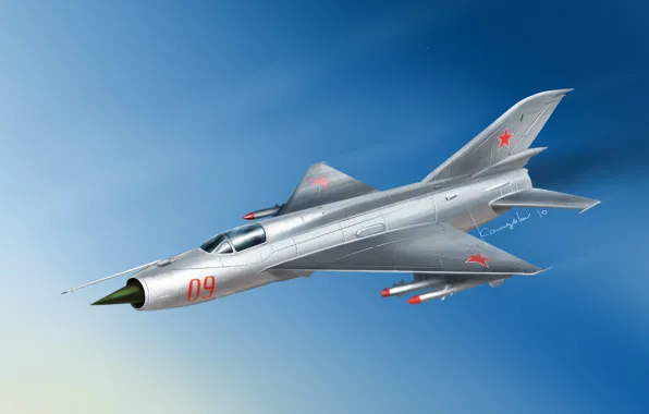Flight, figure, fighter, MiG 21