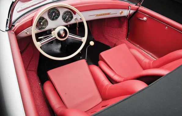 Porsche, retro cars, Speedster, by Reutter, 1958, the interior of the car, sports car, Porsche …