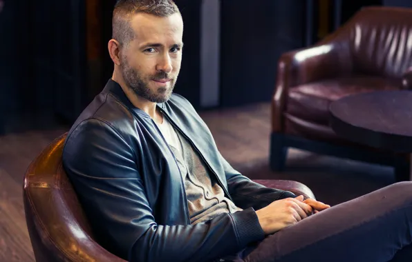 Picture chair, actor, Ryan Reynolds, Ryan Reynolds, table, photoshoot, Victoria Will