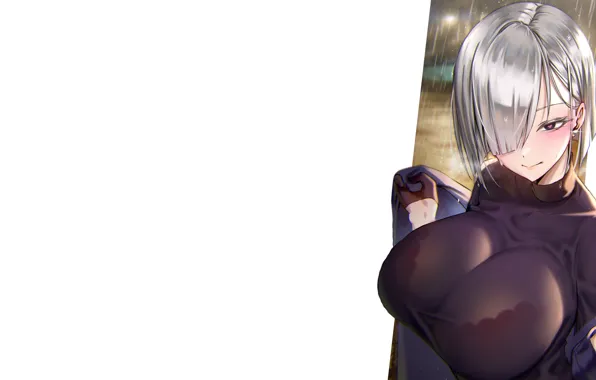 Picture girl, hot, sexy, boobs, anime, babe, oppai, white hair