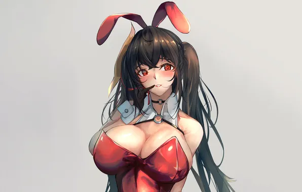 Girl, sexy, cleavage, long hair, boobs, anime, beautiful, red eyes