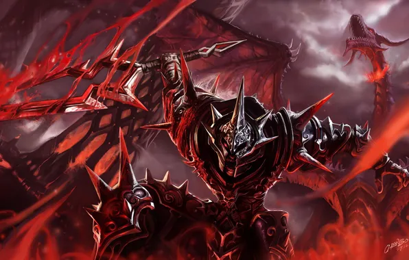 Blood, dragon, armor, warrior, battle, the battle