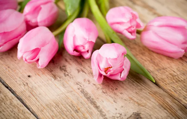 Flowers, bouquet, fresh, wood, pink, flowers, beautiful, tulips