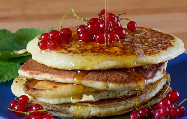 Drops, berries, red, pancakes, jet, currants, cakes, syrup