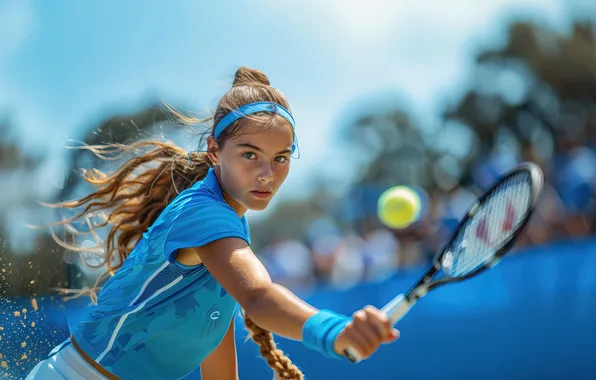 Look, The ball, Sport, Girl, Blow, Tennis, Athlete, Racket