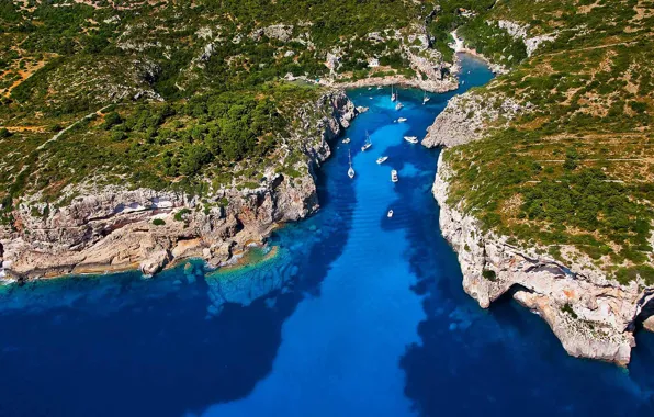 Picture yacht, Spain, Balearic Islands, Menorca, the Bay of Cales Coves