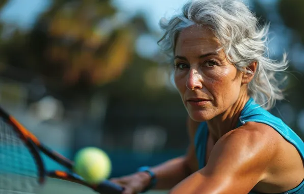 Look, The ball, Woman, Tennis, Racket, Digital art, AI art, The Art of Artificial Intelligence