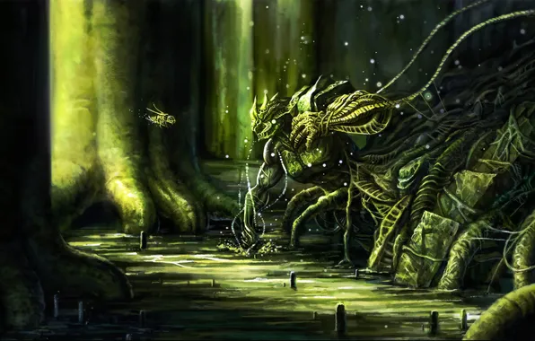 Picture light, dark, swamp, monster, art, insect, youtsuu
