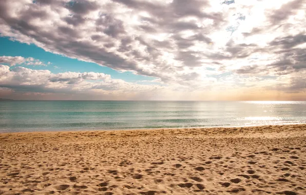 Sand, sea, wave, beach, summer, the sky, clouds, shore