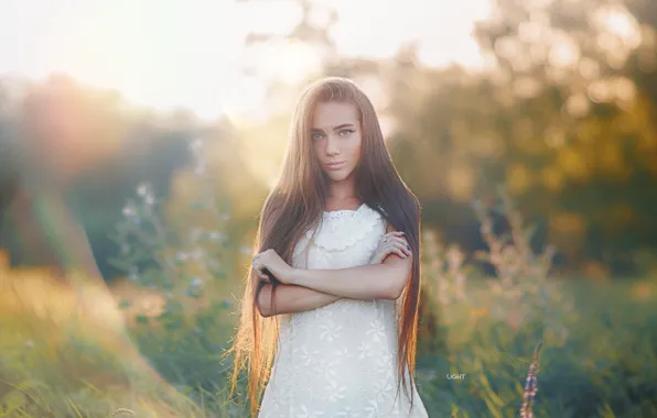 Wallpaper look, girl, hair, dress, Alexander Drobkov-Light, Angelica ...