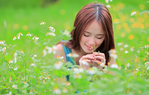 Picture field, summer, girl, smile