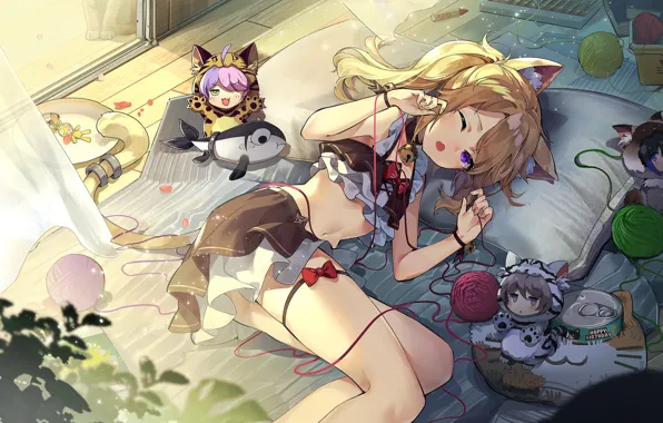 Tangle, girls, toy, fish, chibiki, Honkai Impact 3, Bronya Zaychik, Soul Vollerei